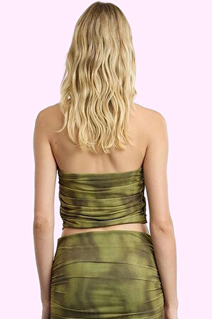 Kadın Astarlı Beli Lastikli Maxi Etek Renk Soyut Desen Tül Dokuma Örme Kumaş Günlük Kullanım