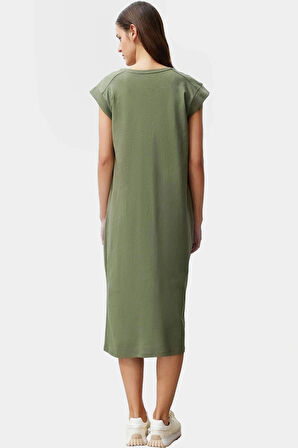 Renk %Pamuk Örme T shirt Elbise Midi Boy Relaxed Kalıp Ay Kol Yüksek Kalite