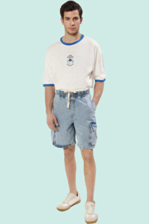 Erkek Pamuk Denim Şort Renk Normal Bel Geniş Paça Casual Stil Yaz Günlük Kullanım Hafta Sonu