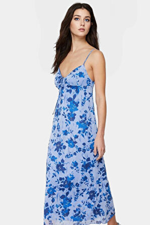 Rahat Örme Maxi Elbise Çiçek Desenli A Line Kalıp Yazlık Konforlu Kesim