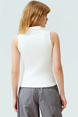 Pamuklu Örme Bluz Kolsuz Fitted Renk Yazlık Polo Yaka Şık Görünüm Dayanıklı Malzeme