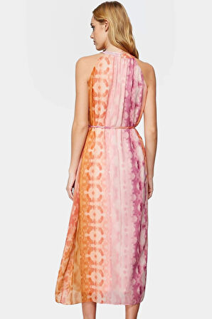 Maxi Boy Halter Yaka Şifon Elbise Düz Kesim Reglan Kol Yazlık Seçkin Malzeme Uzun Ömürlü