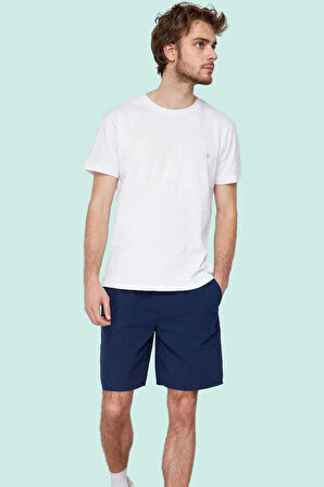 Erkek Dokuma Kumaşlı Şort Bermuda Pamuk Normal Bel Bağcıklı Günlük Kullanım Modern Tasarım