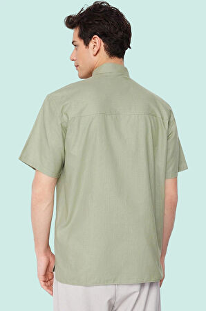 Erkek Yazlık Pamuklu Gömlek Rahat Oversize Fit Kısa Kollu Yaka Günlük Kullanım Özel Günler