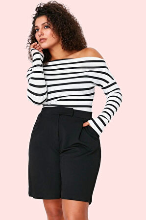 Kadın Yüksek Bel Örme Şort İnterlok Dokuma Rahat Günlük Yaz Hafta Sonu Stilin Buluştuğu Yer