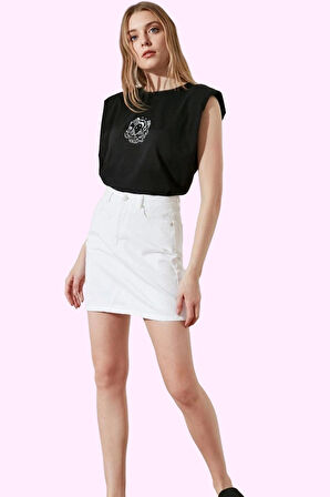 Kadın Pamuk Rigid Dokuma Mini Denim Etek A line Kalıp Yaz Günlük Kullanım Kaliteli Malzeme