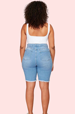 Kadın Yüksek Bel Denim Şort Skinny Dar Paça Pamuk Casual Stil Günlük Kullanım Modern Tasarım