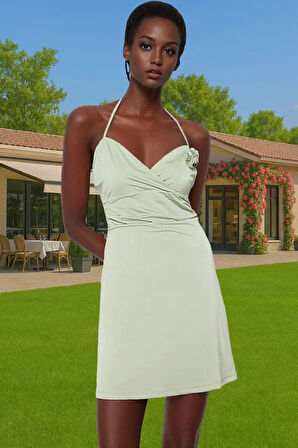 Polyester Elastan Karışımlı A Kesim Kolsuz Mini Elbise Astarlı Rahat Seçkin Malzeme Uzun Ömürlü