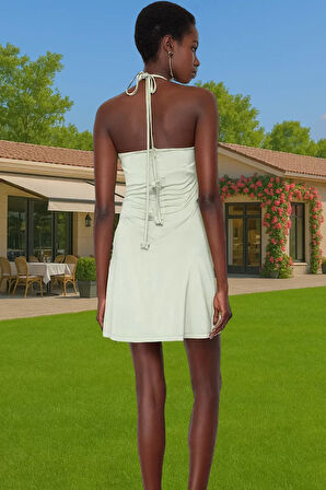 Polyester Elastan Karışımlı A Kesim Kolsuz Mini Elbise Astarlı Rahat Seçkin Malzeme Uzun Ömürlü