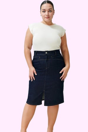 Kadın Denim Kalem Etek Yüksek Bel Midi Boy Şık ve Rahat Günlük Stil Yaz Aylarının Vazgeçilmezi