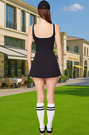 Şık Kadın Mini Spor Elbise A line Kalıp Polyester Elastan Kumaş Premium Kalite Premium Kalite