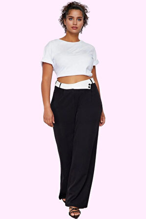 Kadın Polyester Dokuma Pantolon Yüksek Bel Geniş Paça Casual Tarz Yaz Aylarının Vazgeçilmezi