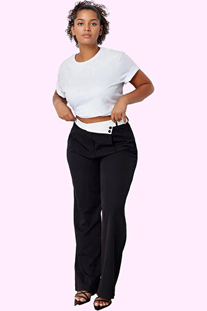 Kadın Polyester Dokuma Pantolon Yüksek Bel Geniş Paça Casual Tarz Yaz Aylarının Vazgeçilmezi