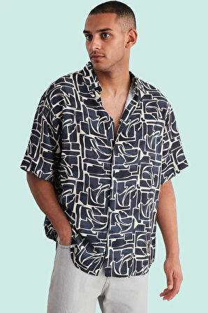 Erkek Basic Oversize Fit Viskoz Gömlek Rahat Yaz Kombinleri İçin Günlük Kullanım Hafta Sonu