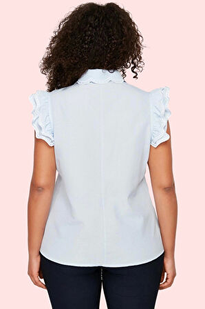 Kadın Regular Kalıp Çizgili Bebe Yaka Gömlek Günlük Kullanım Yaz Hafta Sonu Modern Tasarım