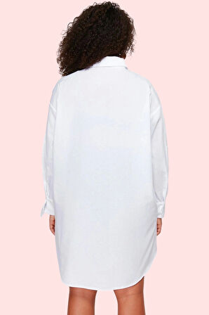 Kadın Büyük Beden Uzun Kollu Gömlek Elbise Plaj İçin Rahat Günlük Kullanım Kaliteli Malzeme