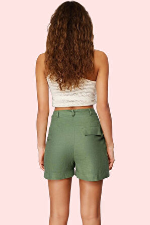 Kadın Kısa Boy Straight Şort Renk Viskoz Keten Günlük Kombinler İçin İdeal Kaliteli Malzeme