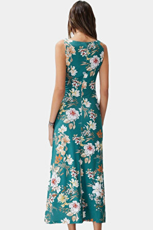 Maxi Elbise Çiçek Baskı Bodycon Kalıp Örme Kumaş Yazlık Uzun Ömürlü Özenle Seçilmiş