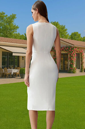 Kadın Midi Boy Bodycon Elbise Polyester Elastan Kumaş Premium Kalite Profesyonel Görünüm