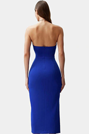 Yazlık Kadın Midi Elbise Bodycon Kesim Finike Kumaş Özel Günler İçin Uzun Ömürlü Rahat Kullanım