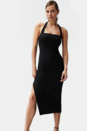 Yazlık Kadın Midi Elbise Bodycon Kesim Finike Kumaş Özel Günler İçin Uzun Ömürlü Rahat Kullanım