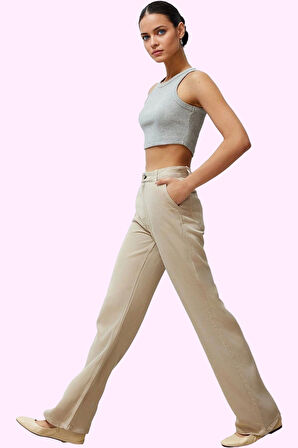Kadın Düşük Bel Wide Leg Pantolon Liyosel Uzun Boy Casual Şıklık Yaz Aylarının Vazgeçilmezi
