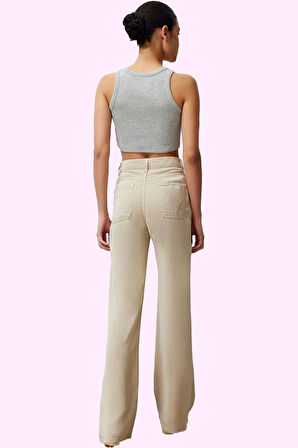 Kadın Düşük Bel Wide Leg Pantolon Liyosel Uzun Boy Casual Şıklık Yaz Aylarının Vazgeçilmezi