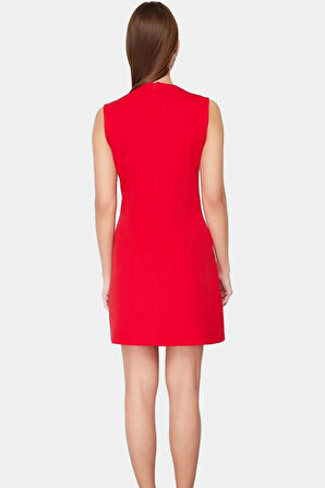 Mini Elbise Bisiklet Yaka A line Polyester Dokuma Kumaş Kaliteli İşçilik Zarifane Tasarım