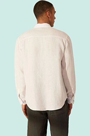 Erkek Klasik Keten Gömlek Uzun Kollu Regular Fit Günlük ve İş Hafta Sonu Dayanıklı Malzeme