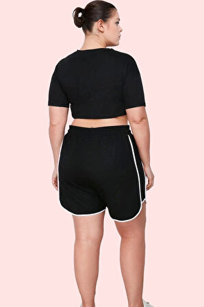 Kadın Yüksek Bel Şort; Pamuk Boru Paça Slogan Detaylı Spor Kombinler Yaz Aylarının Vazgeçilmezi