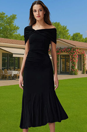 Feminen Midi Boy Polyester Örme Elbise Zarifane Tasarım Günlük Kullanım İçin Rahat Kullanım