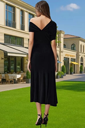 Feminen Midi Boy Polyester Örme Elbise Zarifane Tasarım Günlük Kullanım İçin Rahat Kullanım