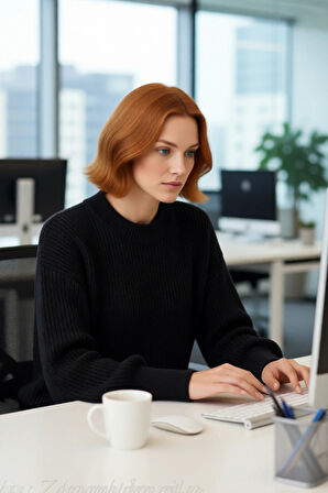 Kadın Salaş Oversize Balon Kol Bisiklet Yaka Selanik Dokuma Uzun Kollu Triko Kazak 100% Akrilik