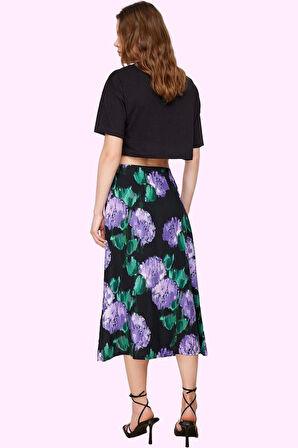 Kadın Viskoz Midi Etek A line Kalıp Renk Günlük Ve İş Hayatı Hafta Sonu Yaz Aylarının Vazgeçilmezi