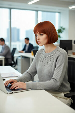 Kadın Regular Kalıp Yumuşak Dokulu Bisiklet Yaka Taş Detaylı Triko Kazak Kış Sezonu İçin Modern