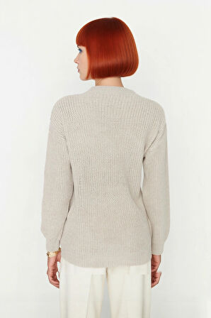 Kadın Akrilik Regular Kalıp Triko Kazak V Yaka Ajurlu Düşük Kol Kışın Günlük Kullanım İçin İdeal.