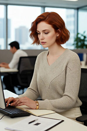 Kadın Akrilik Regular Kalıp Triko Kazak V Yaka Ajurlu Düşük Kol Kışın Günlük Kullanım İçin İdeal.