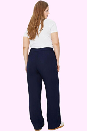 Kadın Yüksek Bel Geniş Paça Pantolon Polyester Elastan Ofis Şıklığı Yaz Aylarının Vazgeçilmezi