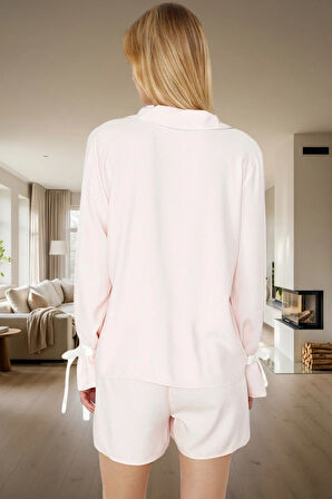 Şık ve Rahat Homewear Viskoz Pijama Takımı Boru Paça Şort Uzun Ömürlü Modern Stil