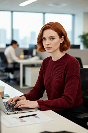 Modern Kadın Basic Oversize Crop Triko Kazak Fitilli Uzun Kollu Bisiklet Yaka İlkbahar Sonbahar