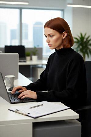 Kadın Oversize Dik Yaka Kışlık Triko Kazak Düz Düşük Kol Modern ve Şık Günlük Kombinler İçin