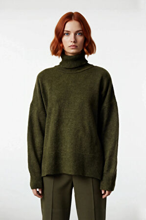 Kadın Rahat Oversize Balıkçı Yaka Triko Kazak Soğuk Havalar İçin Şık Ve Modern Kombinler Kaliteli