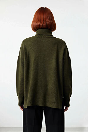 Kadın Rahat Oversize Balıkçı Yaka Triko Kazak Soğuk Havalar İçin Şık Ve Modern Kombinler Kaliteli