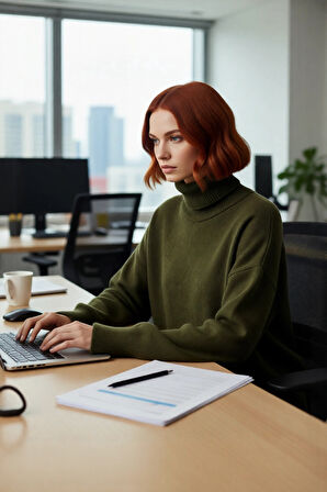 Kadın Rahat Oversize Balıkçı Yaka Triko Kazak Soğuk Havalar İçin Şık Ve Modern Kombinler Kaliteli