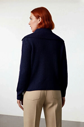 Kadın Orta Kalınlık Akrilik Karışımlı Selanik Dokuma Polo Yaka Triko Kazak Günlük Kullanım