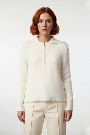 Kadın Orta Kalınlık Akrilik Karışımlı Selanik Dokuma Polo Yaka Triko Kazak Günlük Kullanım