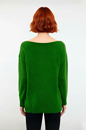 Kadın Oversize Triko Kazak Kayık Yaka İnce Dokulu Rahat Ve Şık İlkbahar Sonbahar Modası Kaliteli