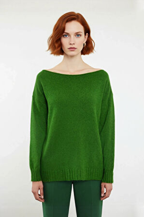 Kadın Oversize Triko Kazak Kayık Yaka İnce Dokulu Rahat Ve Şık İlkbahar Sonbahar Modası Kaliteli