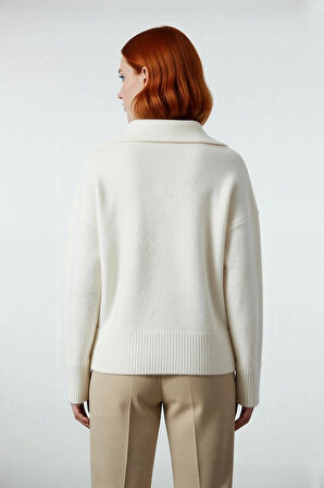 Kadın Günlük Giyim Oversize Kalıp Düşük Kol Triko Kazak Polo Yaka Modern Şıklık Sunan Kışlık Ürün