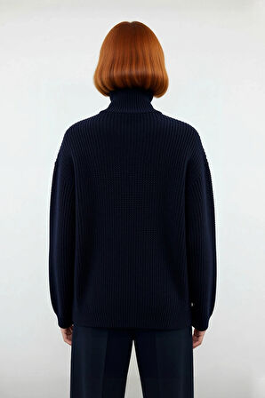 Kadın Orta Kalınlık Düşük Kol Selanik Dokuma Regular Kesim Uzun Triko Kazak Günlük Kullanıma Uygun